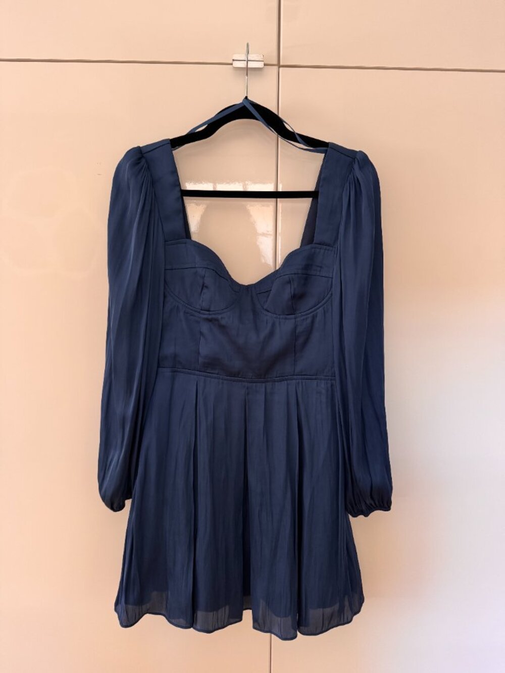AQUA Sapphire Blue Satin Corset Dress - Size Medium - (Worn Once)